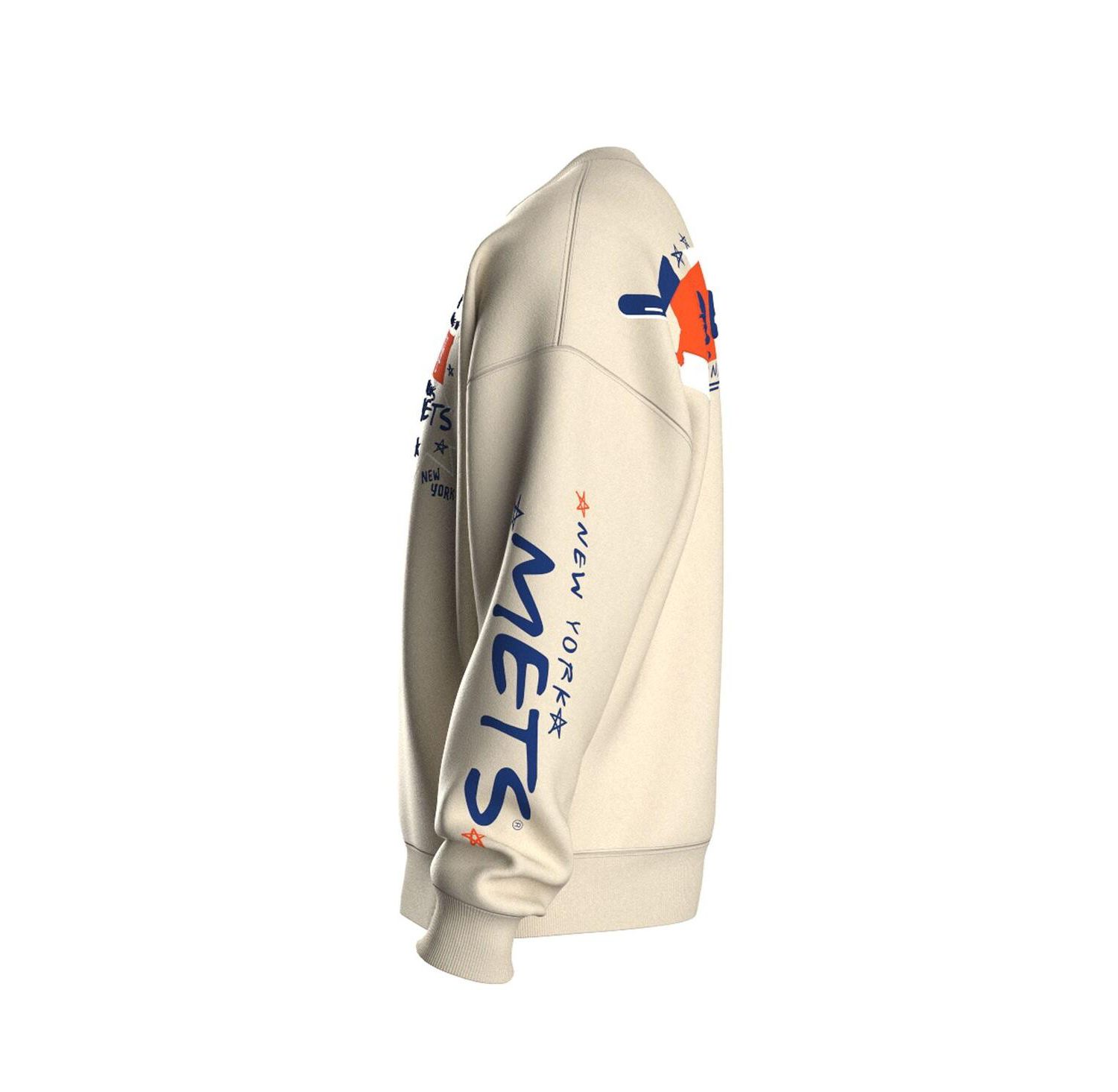 Women's Beige New York Mets Graffiti Fleece Sweatshirt