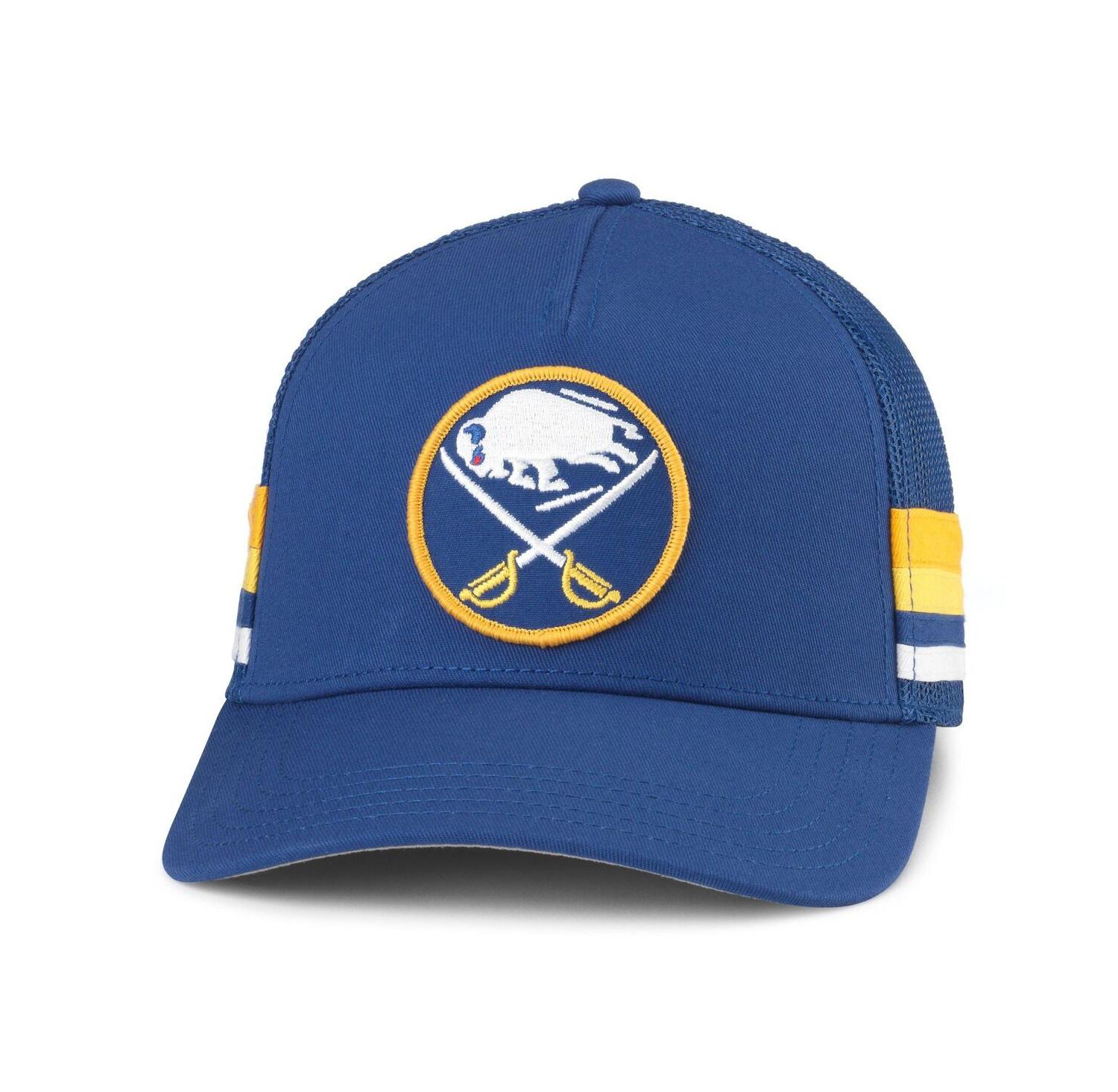 Men's Royal Buffalo Sabres HotFoot Side Stripes Adjustable Trucker Hat