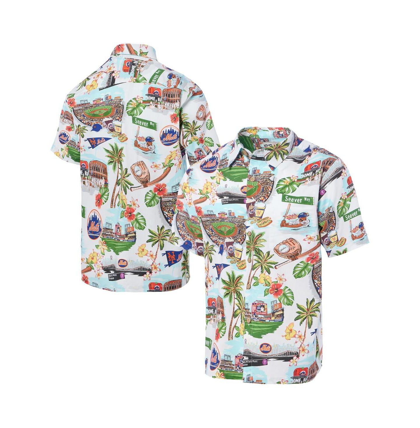 Мужская рубашка Reyn Spooner White New York Mets Scenic Tri-Blend Button-Down — фото 1