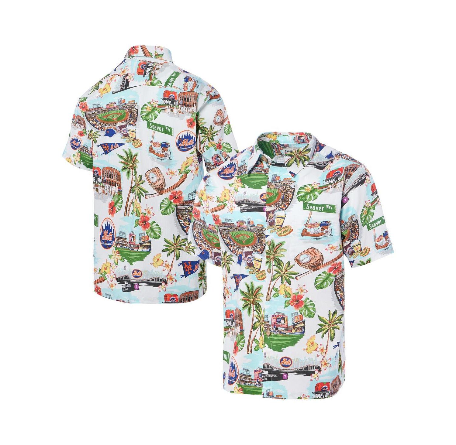 Men's White New York Mets Scenic Tri-Blend Button-Down Shirt