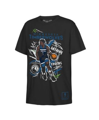 Big Boys and Girls Anthony Edwards Black Minnesota Timberwolves Chalked Up Player Name & Number T-Shirt