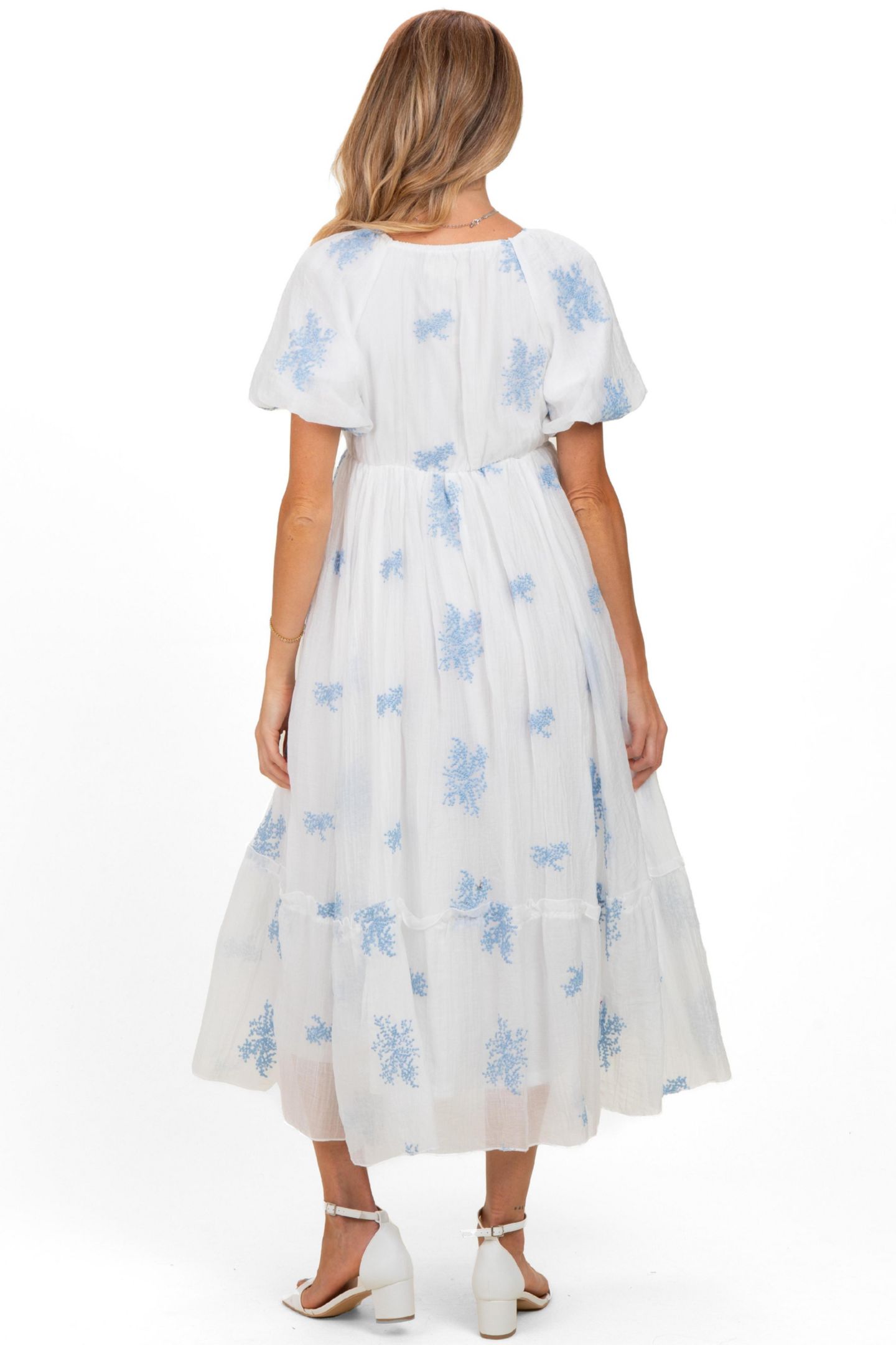Женское платье Pinkblush Mauve Floral Print Ruffle Hem Midi, цвет: Слоновая кость — фото 2