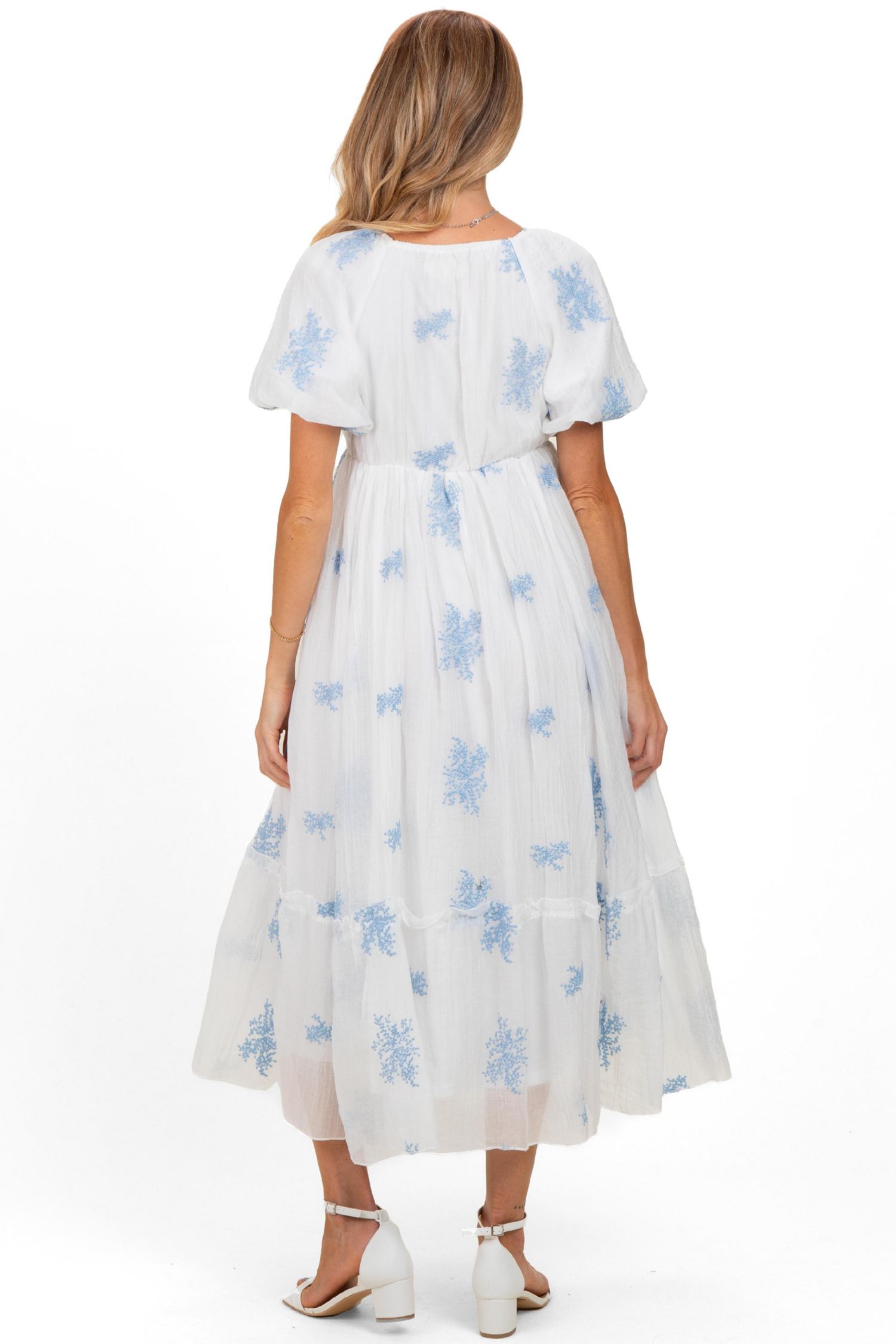 Women's Mauve Floral Print Ruffle Hem Midi Dress