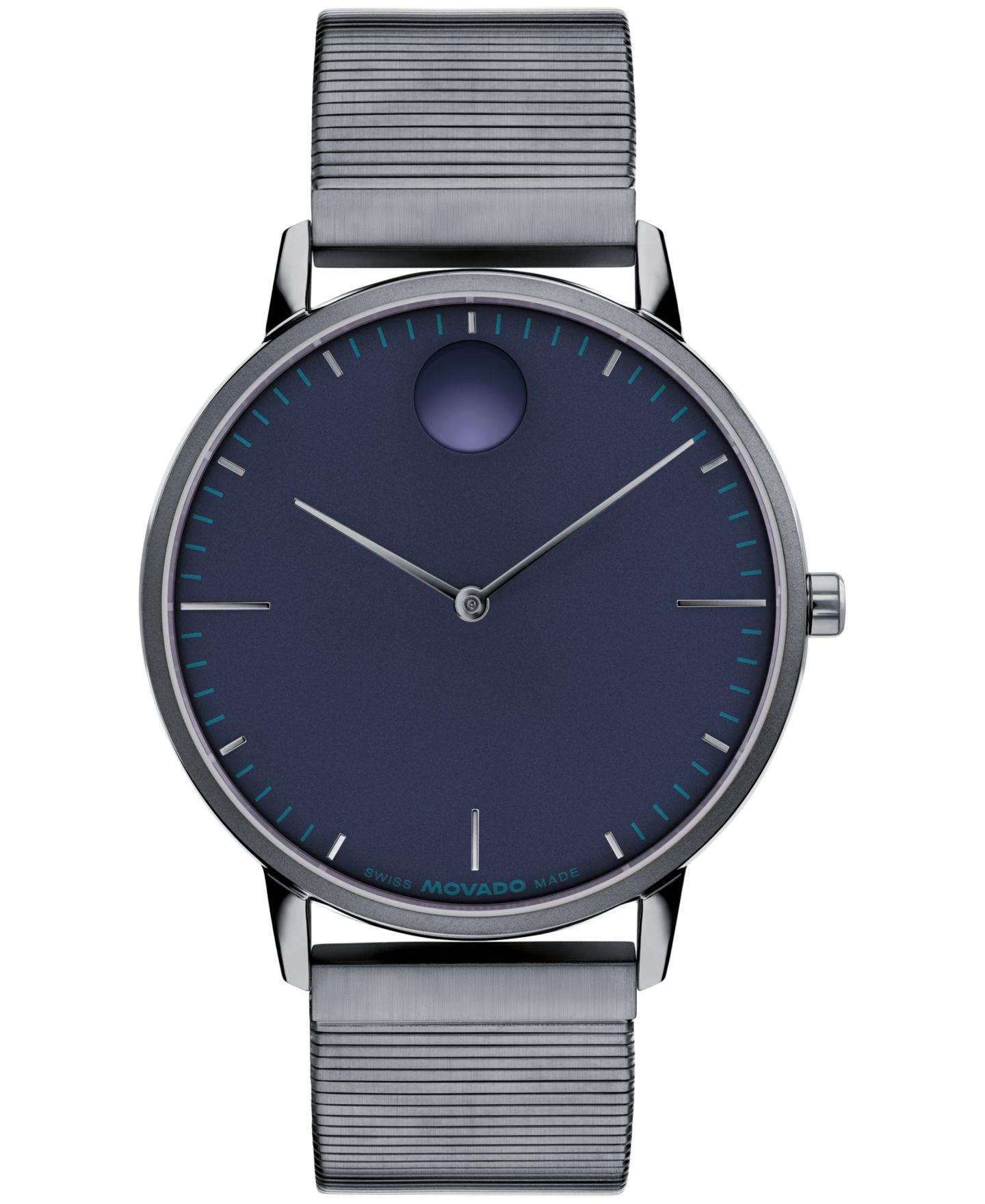 Часы Movado Unisex Face Swiss Quartz Ionic Plated Gray Steel Watch 41mm — фото 1