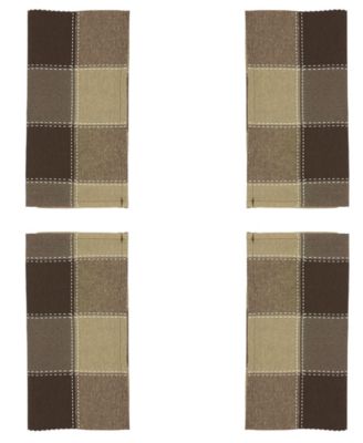 Stitched Plaid Design Napkins, Set of 4
