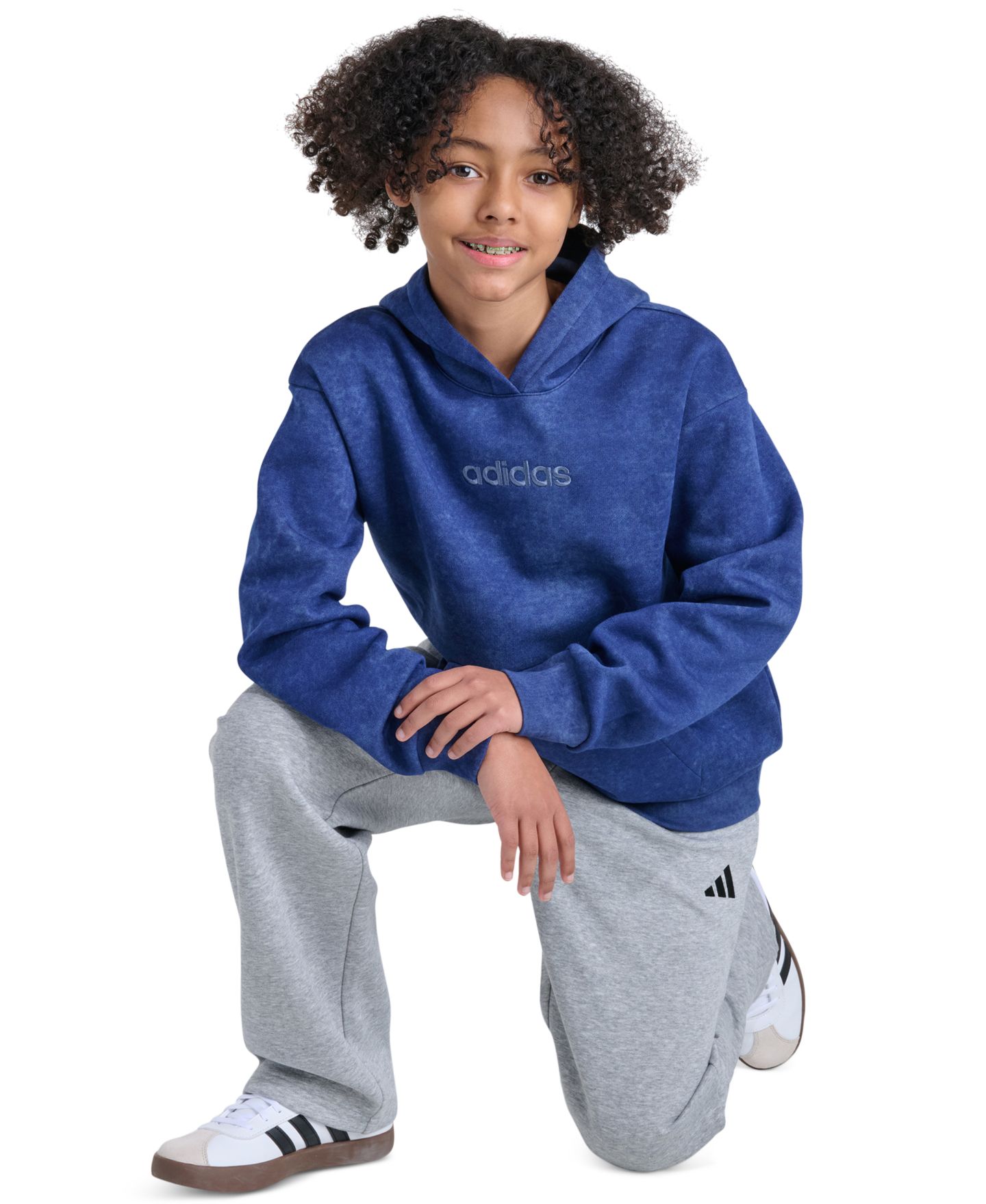 Худи adidas Long-Sleeve для мальчиков, цвет: Тёмный синий — фото 2