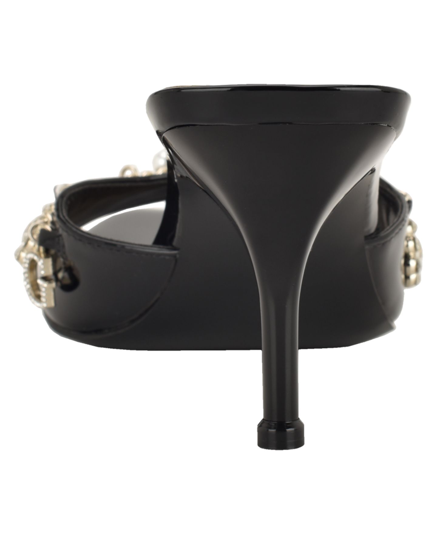 Женские сандалии GUESS Vanesy Charmed Slip-On Stiletto Dress Sandals, цвет: Чёрный лаковый — фото 3