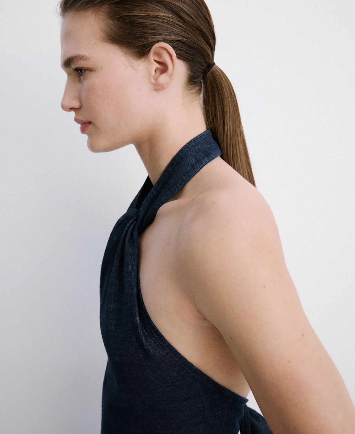 Mango Women's Halter-Neck Denim Top