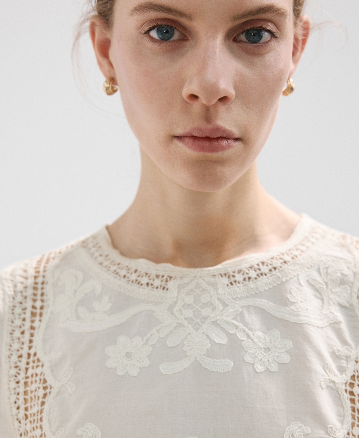Mango Women's Embroidered Details Cotton Top