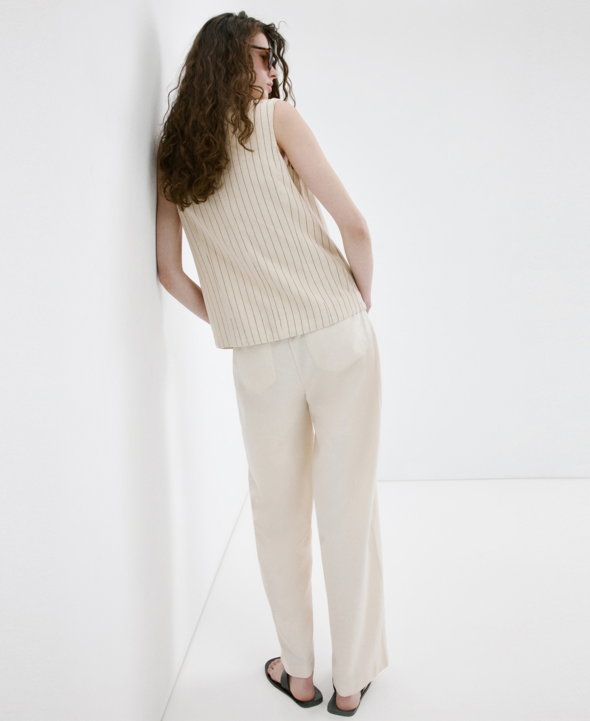 Mango Women's Linen High-Waist Trousers