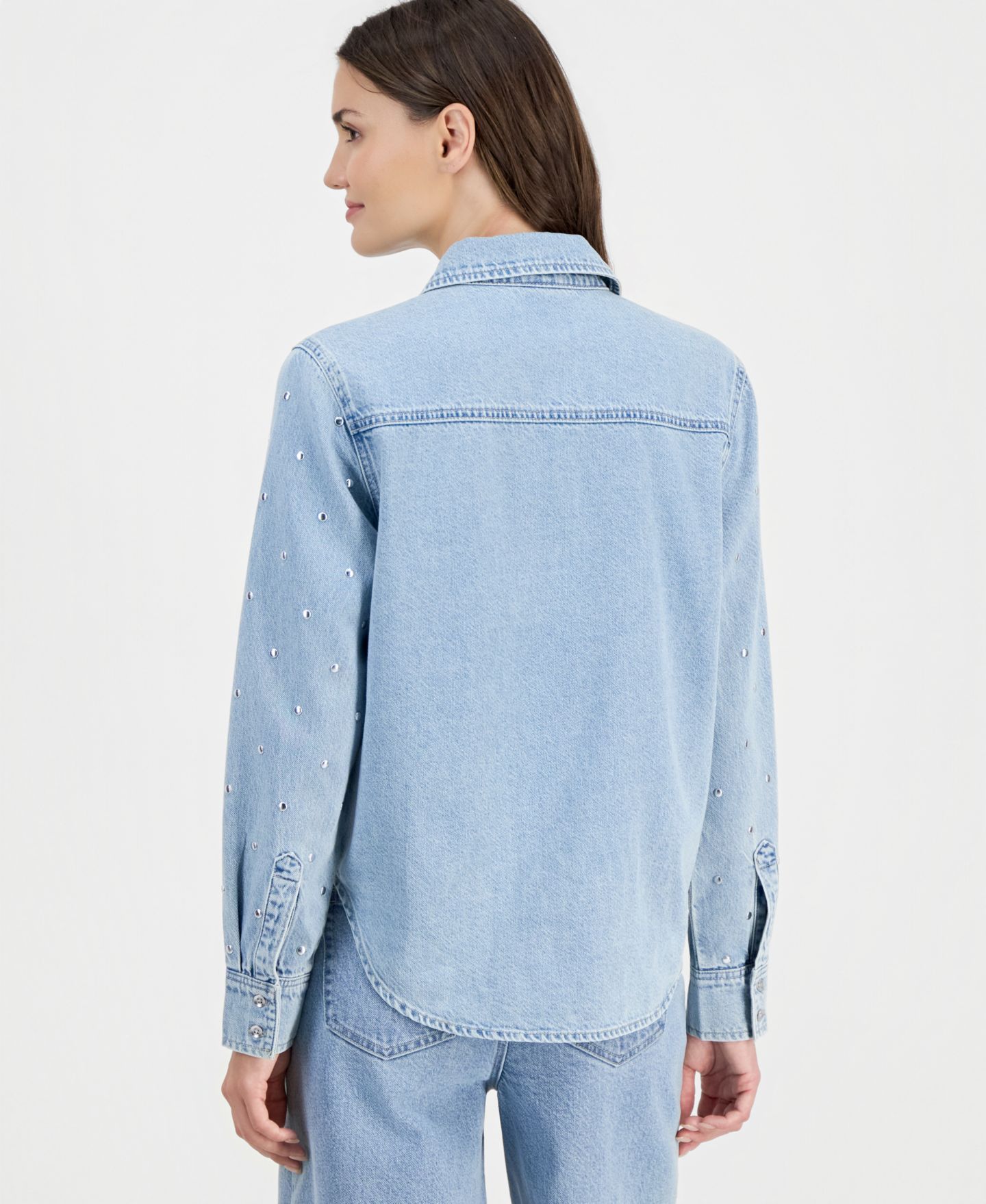 Женская рубашка I.N.C. International Concepts Studded Denim Shirt, цвет: Варёный — фото 4