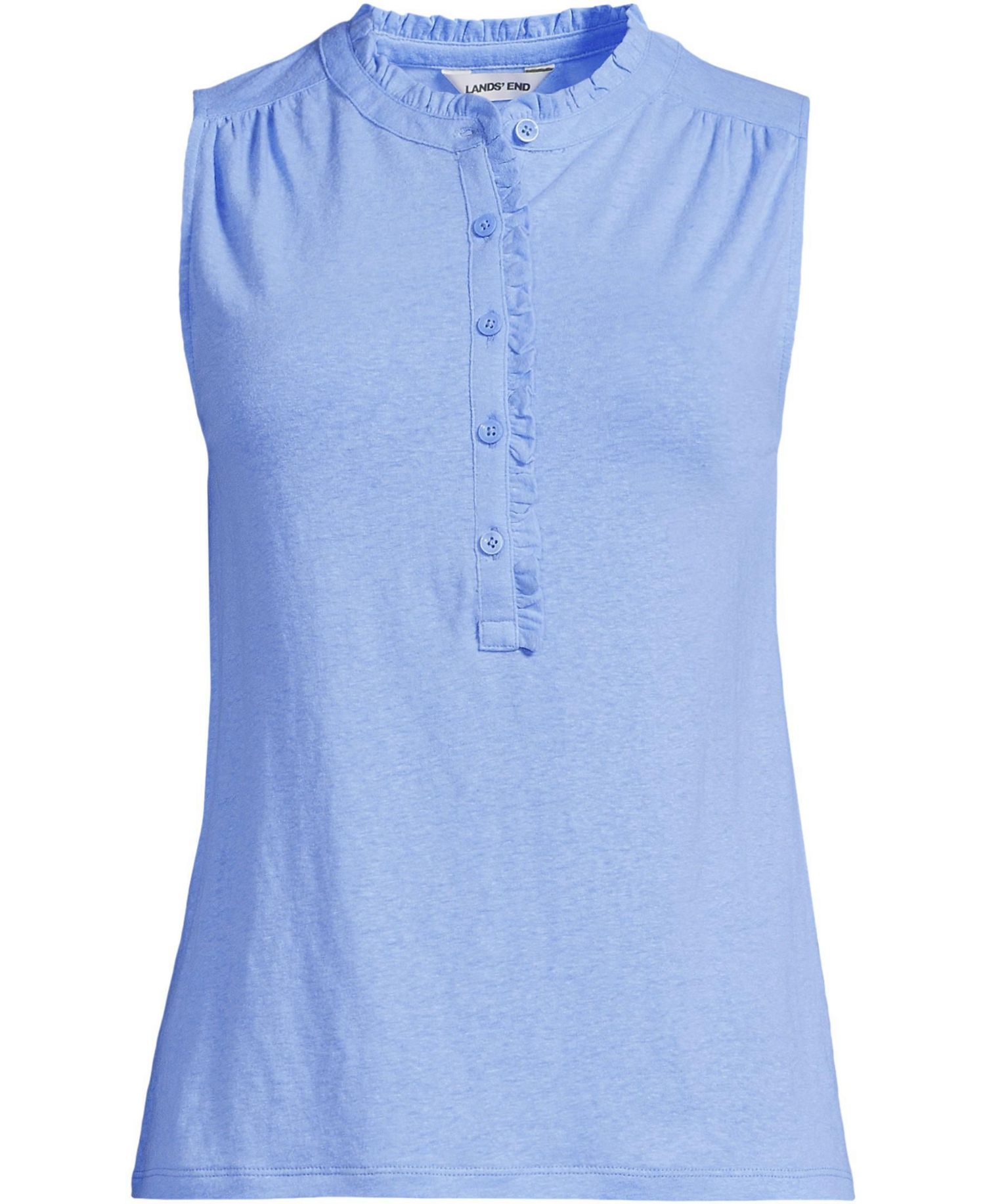 Women's Linen Blend Ruffle Trim Tank Top