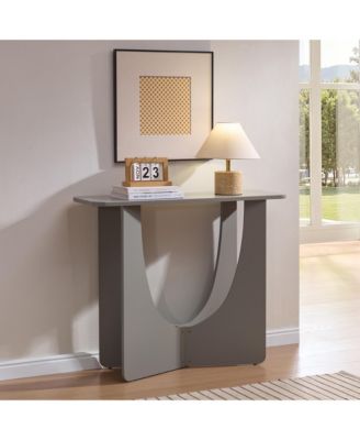 Modern Sculptural Wood Console Table with Curved U-Base