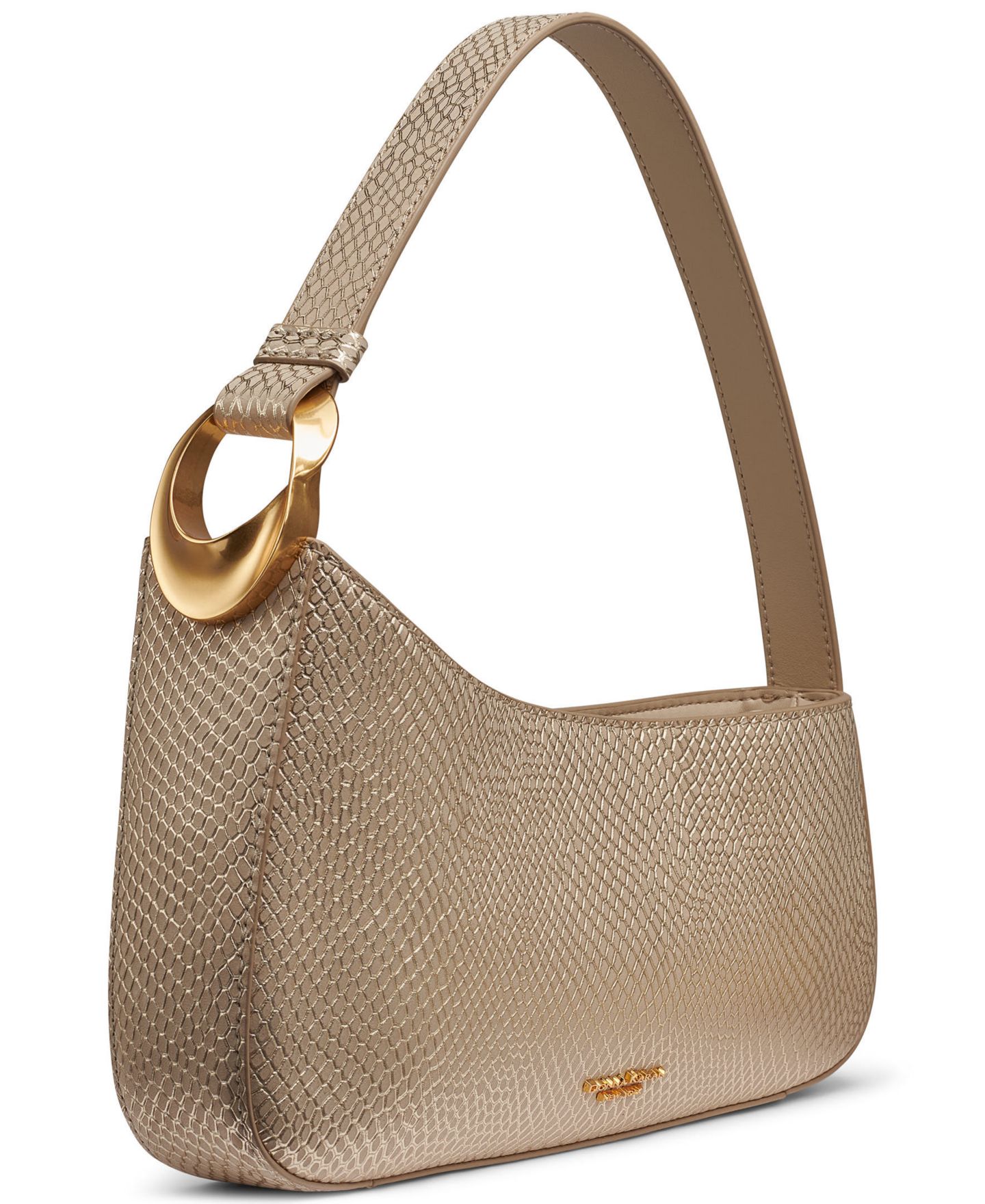 Женская сумка Donna Karan New York Jersey Small Snake Shoulder Handbag, цвет: Металлик костяной — фото 3