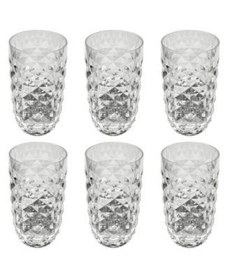 Diamond Cut Acrylic Drinking Glasses, Set of 6