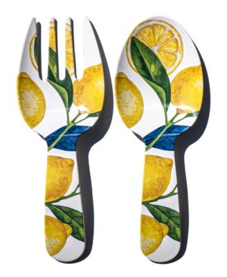 Lemon Orchard Melamine Serving Utensils, Set of 2