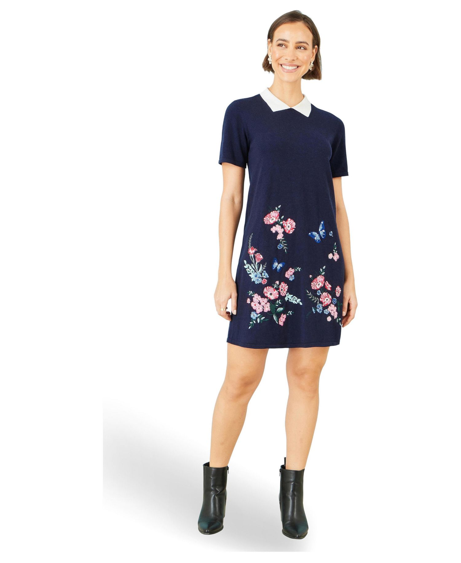 Women's Embroidered Knitted Floral Tunic