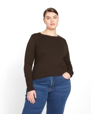 Plus Size Tee Rex Long-Sleeve Crewneck Tops