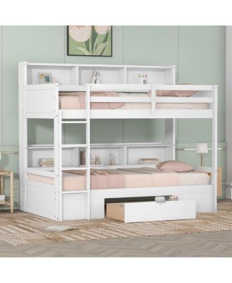 Bunk Bed With Shelves and Storage Drawer
