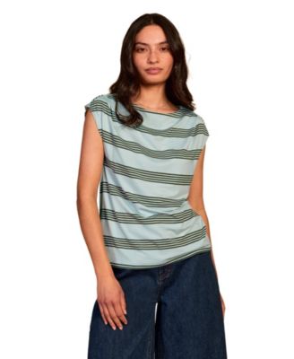 Women's Slash Neck Cap Sleeve T-Shirt