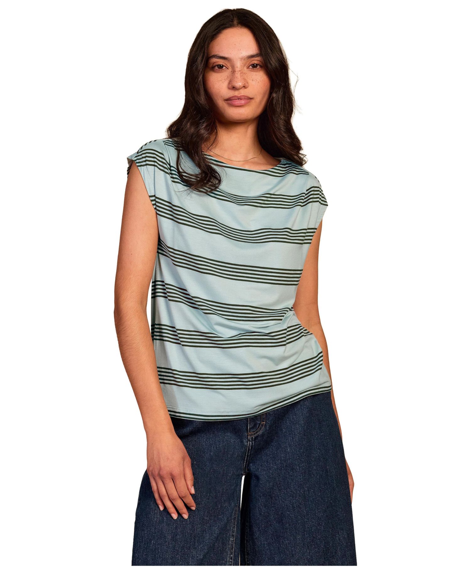 Women's Slash Neck Cap Sleeve T-Shirt