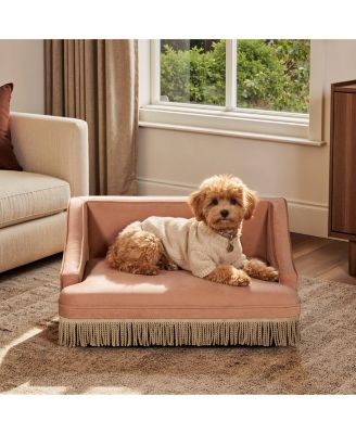 Performance Velvet Princess Pet Bed Sofa with Fringe Skirt by Duchess