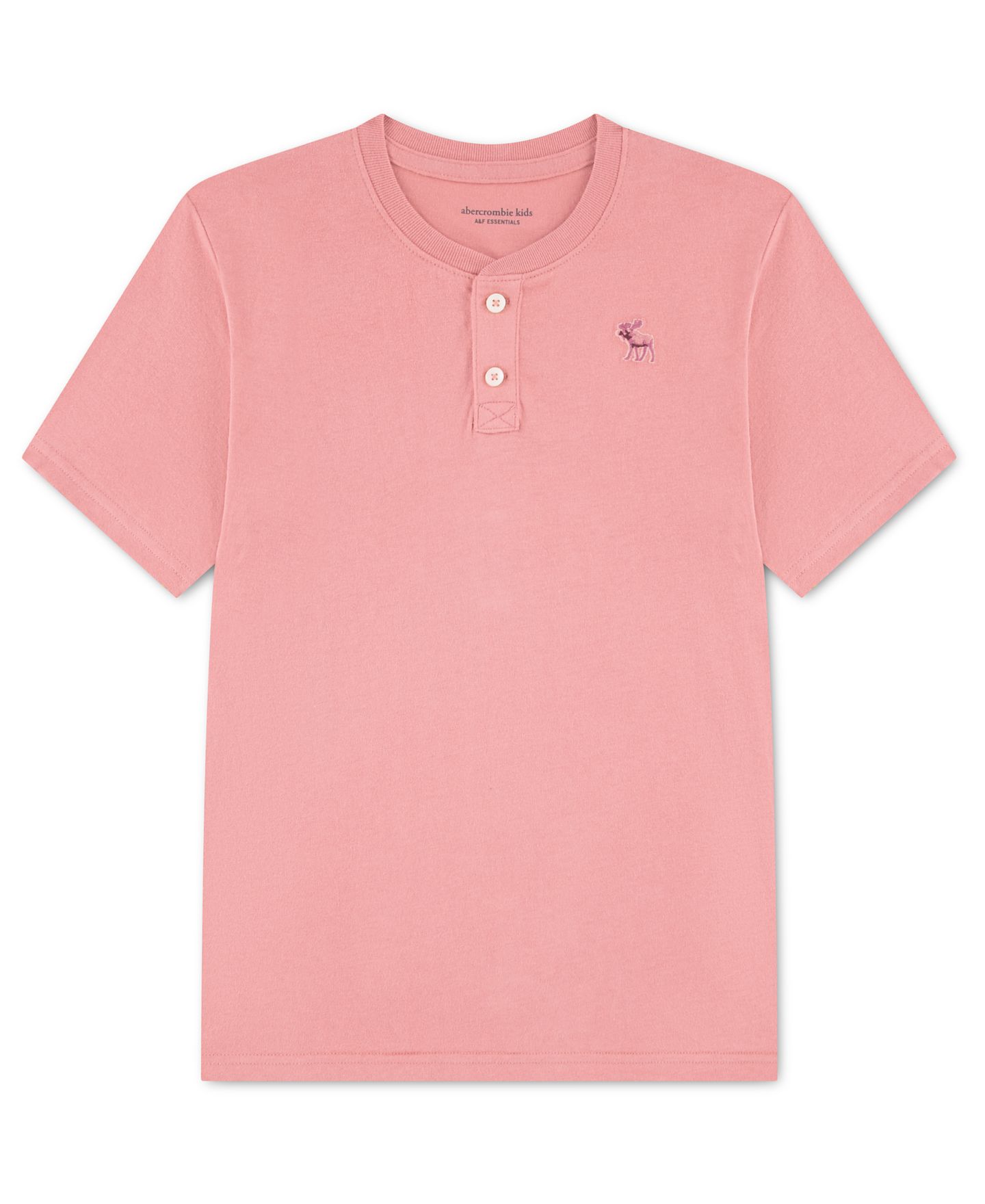 Футболка abercrombie kids Essential Henley для мальчиков, цвет: Пыльный розовый — фото 1