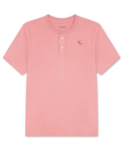 Футболка abercrombie kids Essential Henley для мальчиков, цвет: Пыльный розовый