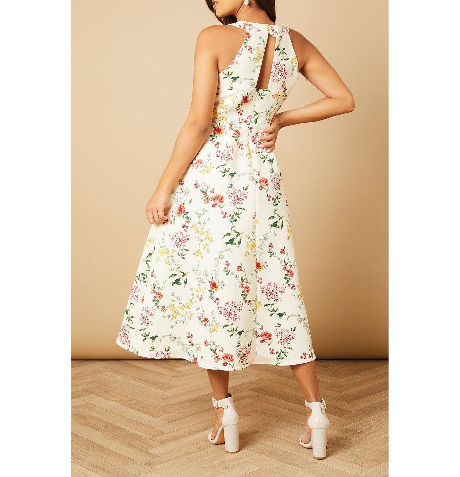 Women's Ottoman Twill Halter Midi Dress