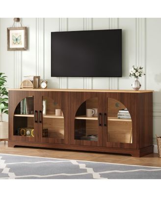 Farmhouse TV Stand Glass Doors