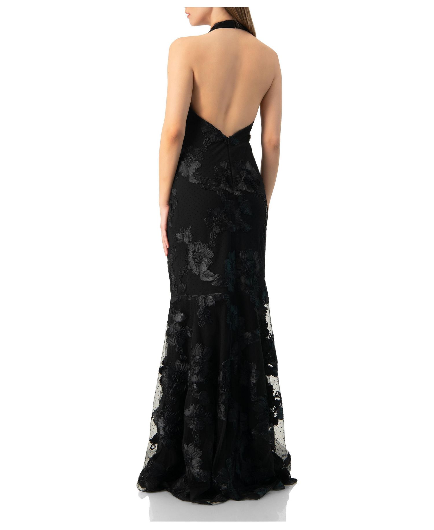 Women's Halter Floral Lace Mermaid Gown