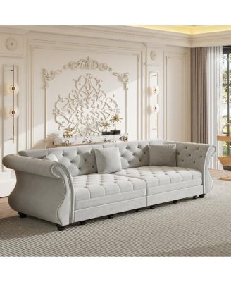 Oversized Chesterfield Velvet Pull Out Sofa Bed