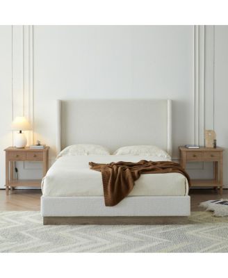  Cream Boucle Wingback Bed