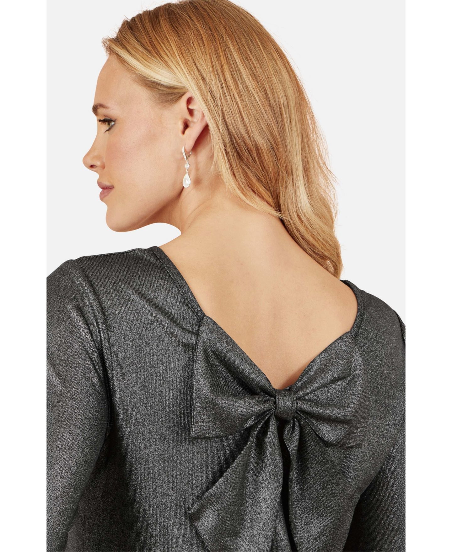 Женский топ Yumi Metallic Bow Back, цвет: Чёрный — фото 6