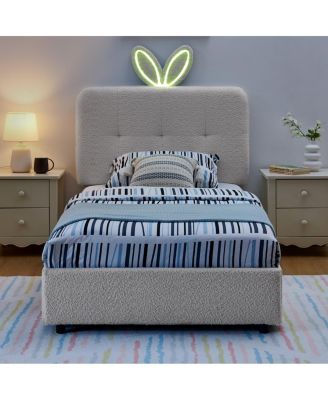 Rabbit Ear Upholstered Bed LED and 4 Drawers