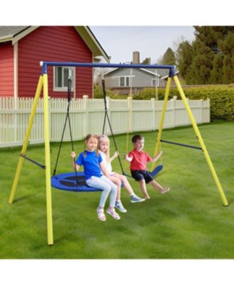 Streamdale Furniture Boys IndoorOutdoor Metal Swing Set with Safety Belt for Backyard - Multicolor 221$
