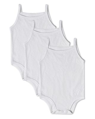 Baby 3 Pack Mini-Ribbed Stretch Modal Solid-Color Bodysuits