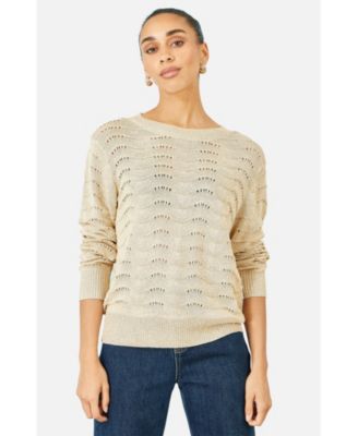 Women's Wave Metallic Thread Relaxed Jumper