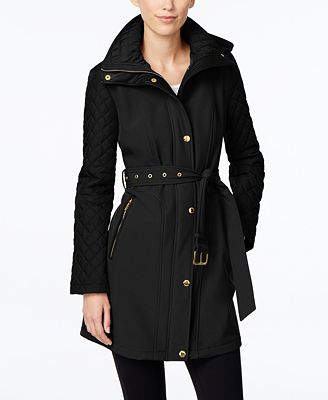 MICHAEL Michael Kors Petite Faux-Leather-Trim Quilted-Sleeve Jacket ...