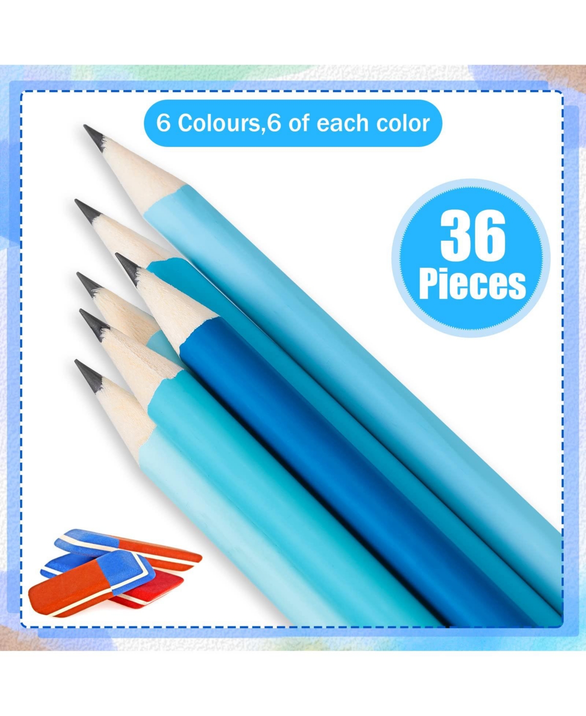 Gnuadz Pencils Eraser Wooden Drawing Sketching Office 36 Pack