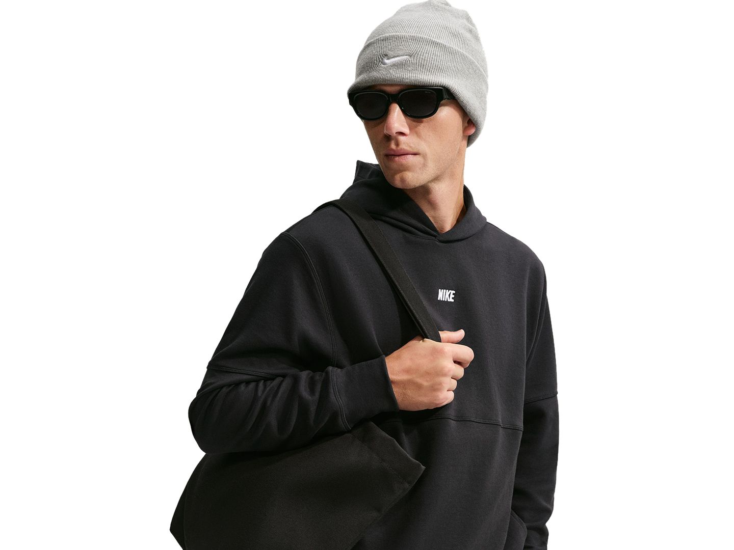 Мужское худи Nike Sportswear Club Varsity, цвет: Чёрный / Белый — фото 2