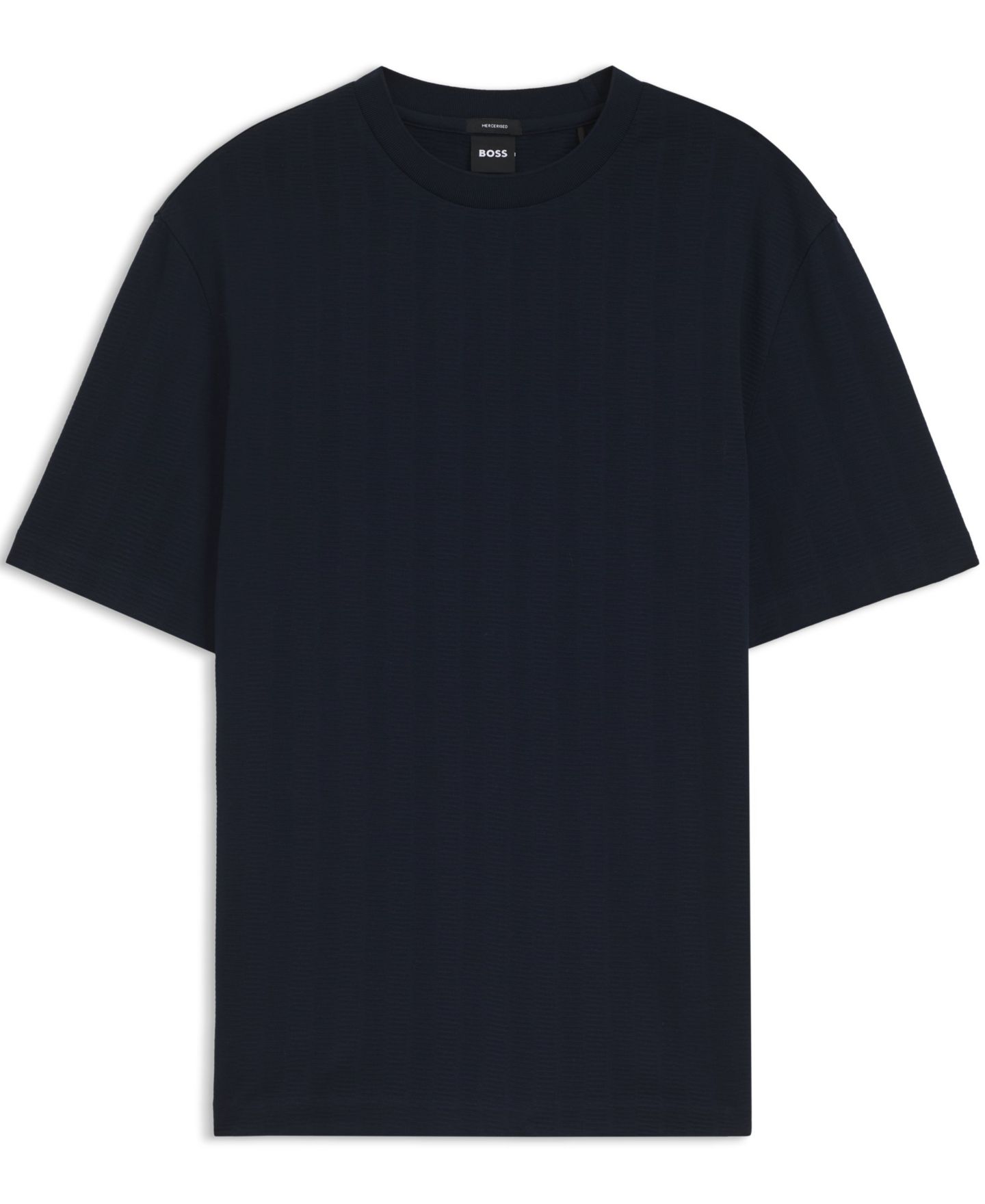 Мужская футболка Hugo Boss Cotton Regular-Fit Jacquard Structure, цвет: Тёмный синий — фото 2