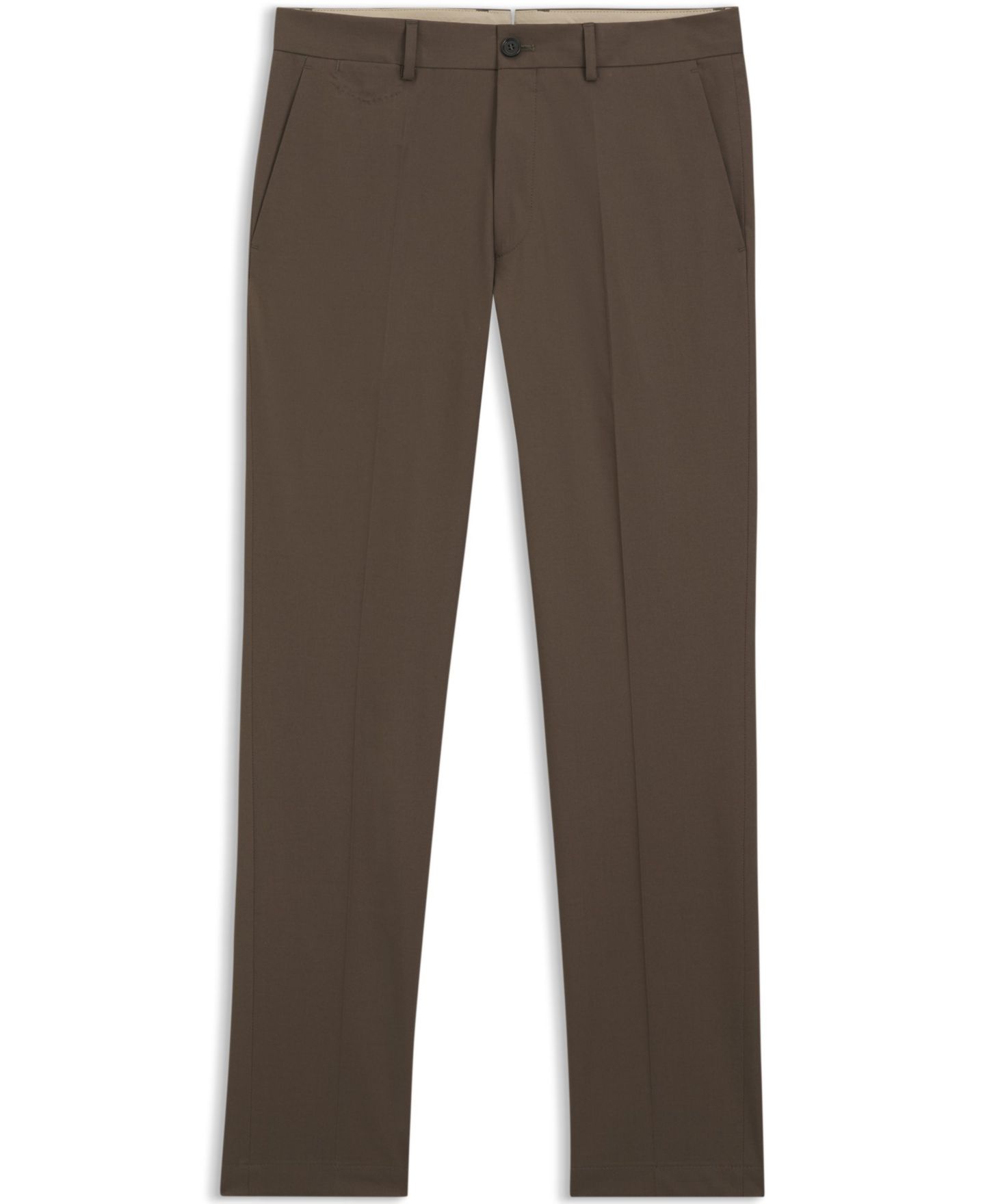 Мужские брюки Hugo Boss Stretch Cotton-Silk Slim-Fit, цвет: Коричневый — фото 2