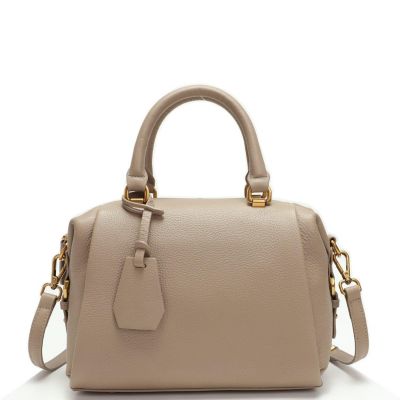 Women's Pebbled Leather Top Handle Satchel Bag Structured Crossbody Purse Handbag