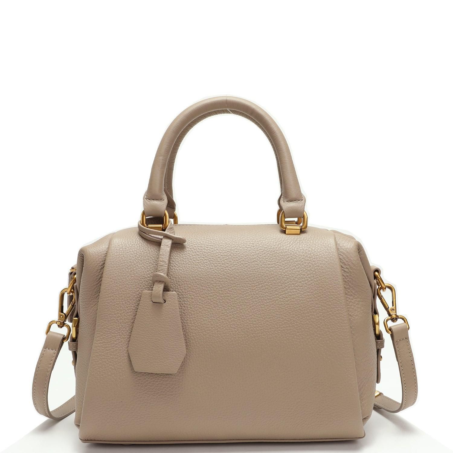 Quinn Womens Pebbled Leather Top Handle Satchel Bag Structured Crossbody Purse Handbag