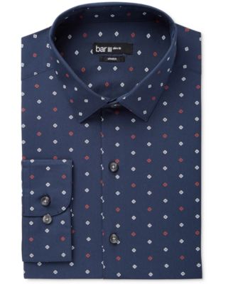 Navy Grey Geo Print Dress Shirt