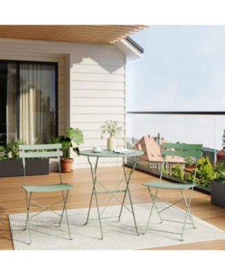 3-Piece Folding Patio Bistro Set with Table and 2 Chairs
