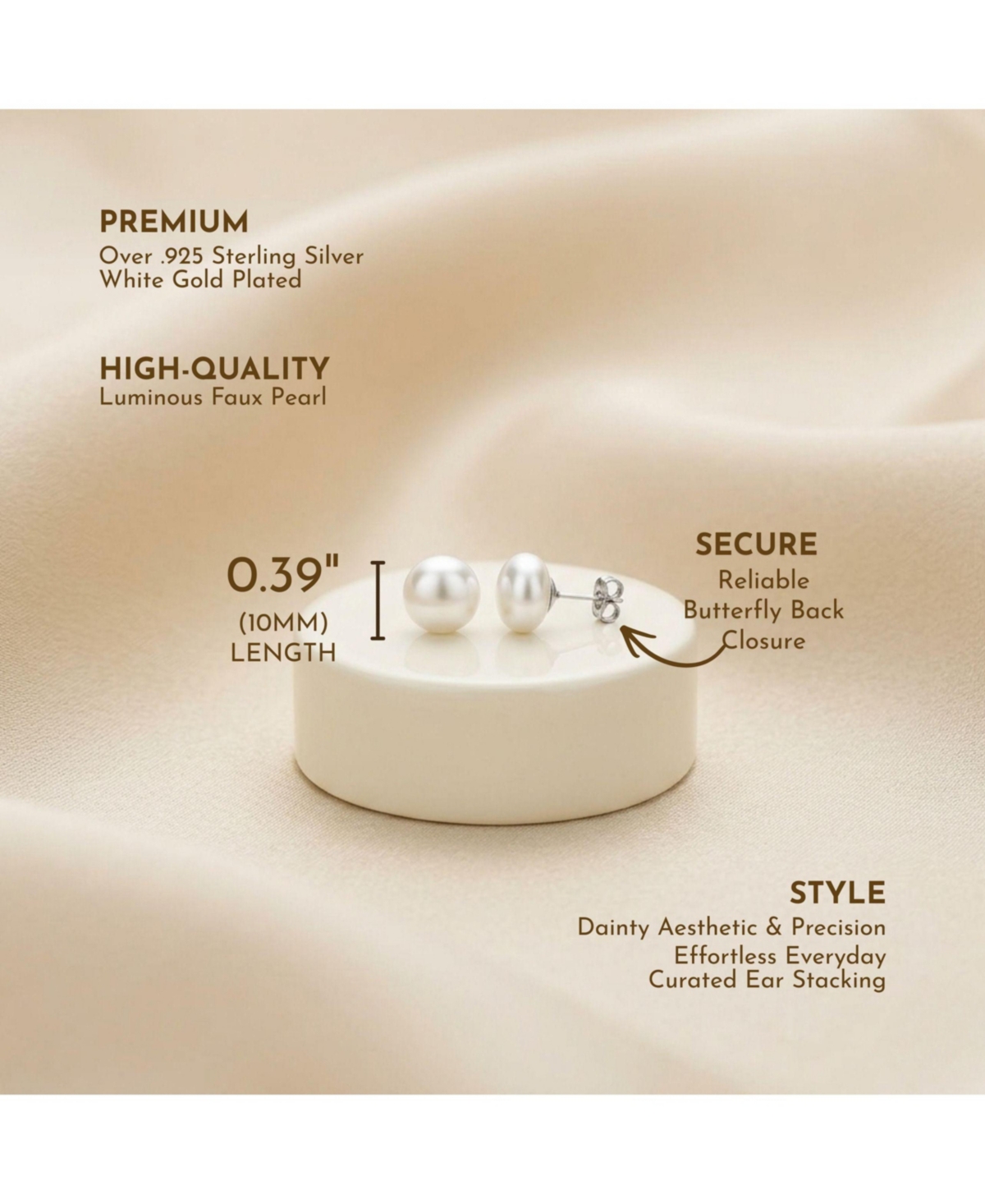 Sterling Silver Faux Pearl Studs