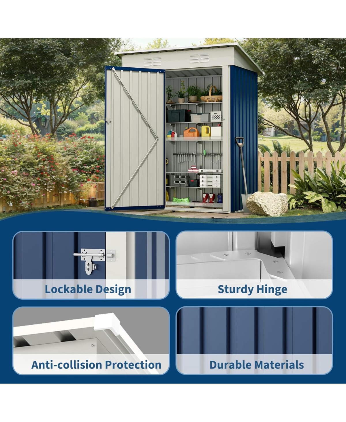 gaomon Storage Shed Metal Tool Garden Shed for Garden, Backyard, Patio