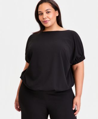 Plus Size Boat-Neck Dolman-Sleeve Top